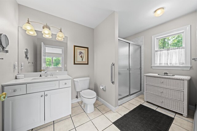 17 Jackson Ln, Campbell Hall, NY 10916 - bathroom featuring vanity, healthy amount of natural light, a stall shower, and tile patterned floors