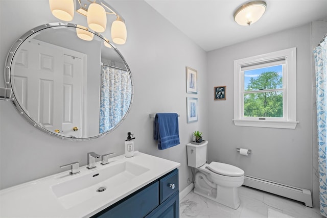 17 Jackson Ln, Campbell Hall, NY 10916 - bathroom featuring a baseboard radiator, vanity, and marble finish floors