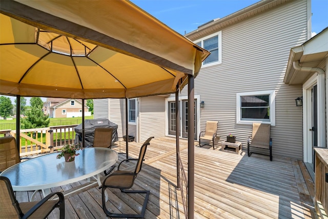 17 Jackson Ln, Campbell Hall, NY 10916 - wooden terrace featuring a gazebo, outdoor dining area, and area for grilling