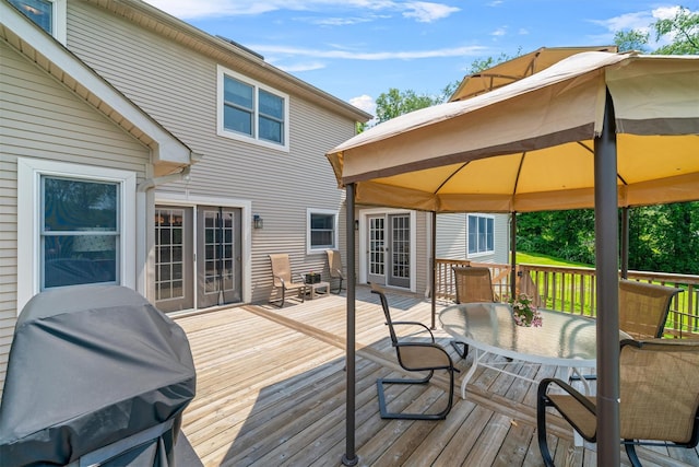 17 Jackson Ln, Campbell Hall, NY 10916 - wooden terrace featuring a gazebo, outdoor dining area, and a grill