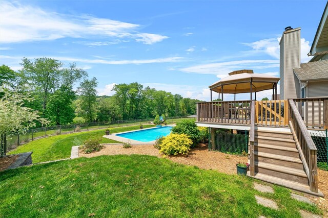 17 Jackson Ln, Campbell Hall, NY 10916 - fenced backyard with a gazebo and a wooden deck