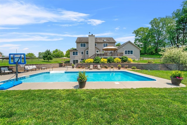 17 Jackson Ln, Campbell Hall, NY 10916 - view of swimming pool featuring a wooden deck, stairs, and a patio area