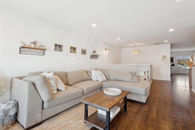149 Monroe Blvd Unit 149, Long Beach, NY 11561 - living area with a chandelier, wood finished floors, recessed lighting, and baseboards