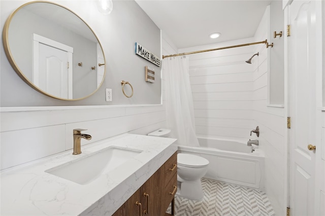 149 Monroe Blvd Unit 149, Long Beach, NY 11561 - full bath with vanity, shower / bath combination with curtain, toilet, and recessed lighting