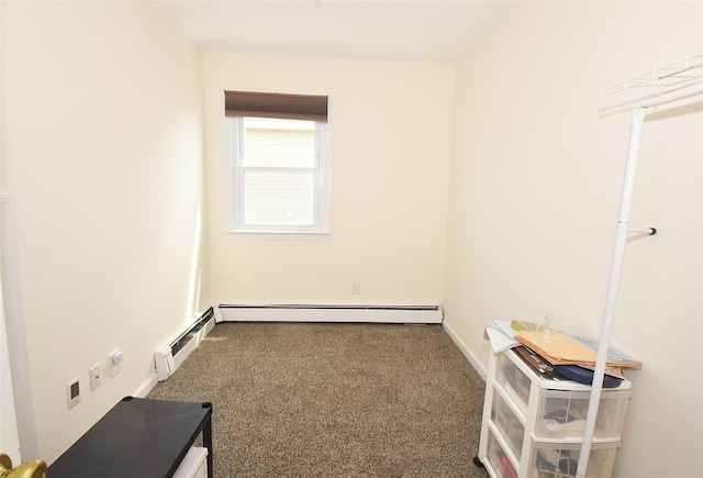32 Shore Dr, Mastic Beach, NY 11951 - empty room with carpet floors, baseboard heating, and baseboards