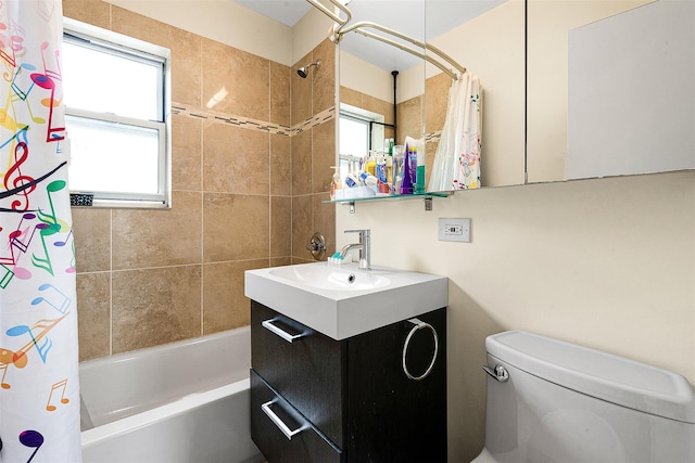 110-25 64th Rd Unit 10, Forest Hills, NY 11375 - bathroom featuring shower / tub combo with curtain, vanity, toilet, and healthy amount of natural light