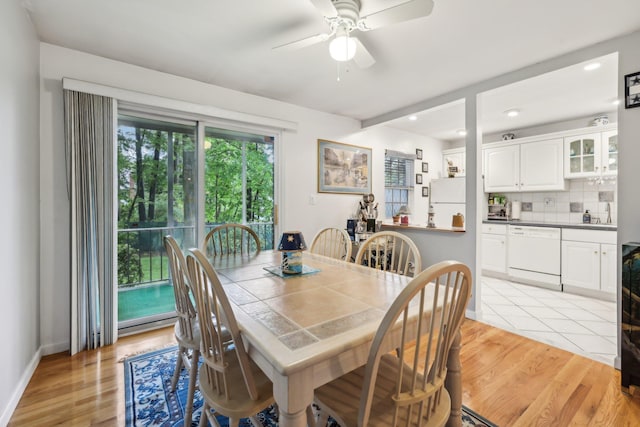74 Bon Aire Cir Unit Q10, Suffern, NY 10901 - dining area featuring light wood-type flooring, a ceiling fan, baseboards, and recessed lighting