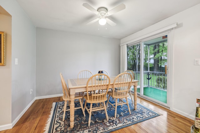 74 Bon Aire Cir Unit Q10, Suffern, NY 10901 - dining room featuring wood finished floors, baseboards, and a ceiling fan