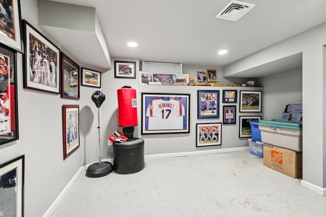 74 Bon Aire Cir Unit Q10, Suffern, NY 10901 - playroom featuring baseboards, recessed lighting, and speckled floor