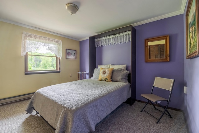 1028 Jackson Corners Rd, Red Hook, NY 12571 - bedroom featuring carpet floors, baseboard heating, crown molding, and baseboards