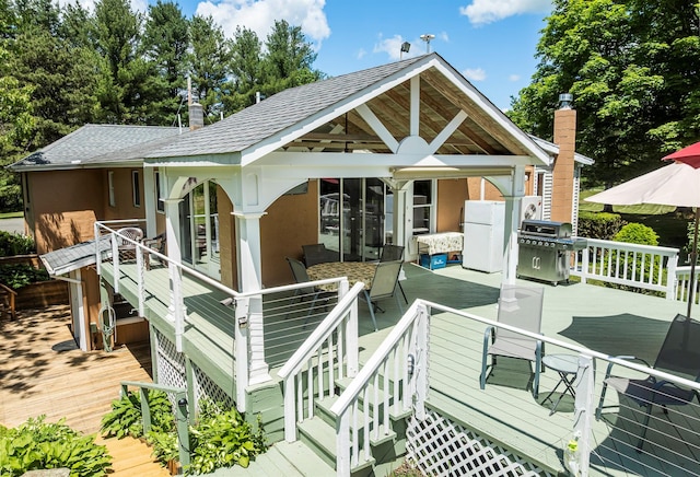 1028 Jackson Corners Rd, Red Hook, NY 12571 - deck with area for grilling, outdoor dining space, and stairway