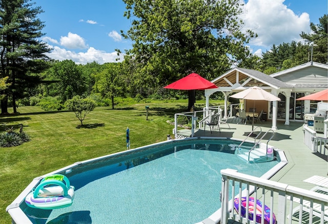 1028 Jackson Corners Rd, Red Hook, NY 12571 - swimming pool featuring a lawn, a deck, and area for grilling