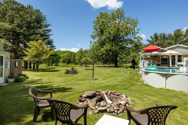 1028 Jackson Corners Rd, Red Hook, NY 12571 - view of grassy yard with an outdoor pool and view of scattered trees