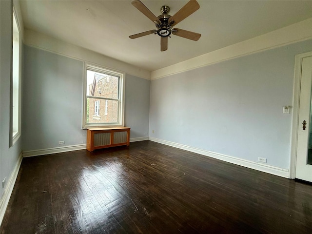 1440 Midland Unit 5F, Bronxville, NY 10708 - unfurnished room with radiator heating unit, hardwood / wood-style flooring, ceiling fan, and baseboards