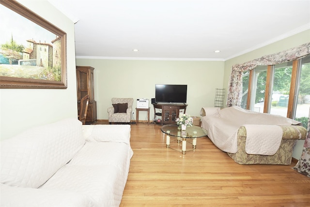 2 Walnut Dr, Syosset, NY 11791 - living area with light wood finished floors, ornamental molding, and recessed lighting