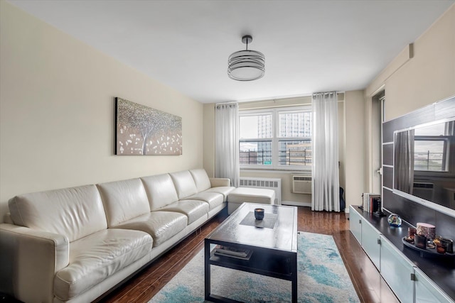 61-15 97th St Unit 6A, Rego Park, NY 11374 - living room with dark wood-type flooring and radiator heating unit
