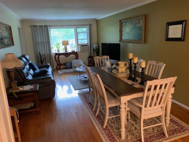 2975 Rte 9, Cold Spring, NY 10516 - dining area featuring ornamental molding, wood finished floors, cooling unit, and baseboards