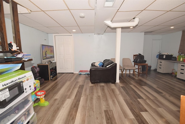 1330 William Floyd Pkwy, Shirley, NY 11967 - recreation room featuring a paneled ceiling, wood finished floors, and recessed lighting
