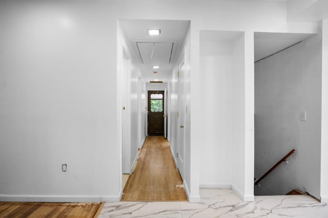 7 Lake St, Monticello, NY 12701 - corridor with attic access, an upstairs landing, and baseboards