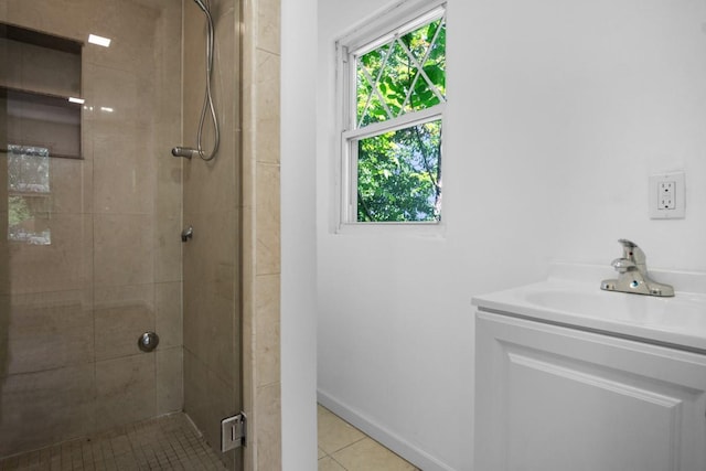 7 Lake St, Monticello, NY 12701 - full bathroom with a stall shower, vanity, and tile patterned floors