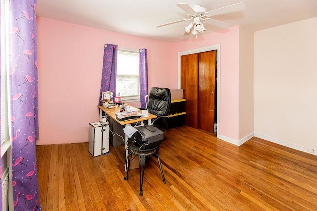 426 N High St, Mount Vernon, NY 10552 - office area featuring wood finished floors and ceiling fan
