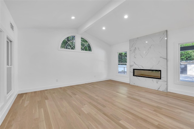 38 Cottontail Rd, Melville, NY 11747 - unfurnished living room featuring light wood-type flooring, a high end fireplace, baseboards, and recessed lighting