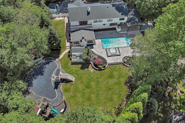 38 Cottontail Rd, Melville, NY 11747 - aerial view of property and surrounding area featuring a pool