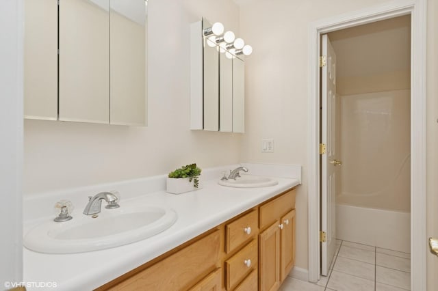195 Old Castle Point Rd, Wappingers Falls, NY 12590 - full bath with double vanity, tile patterned floors, and bathing tub / shower combination