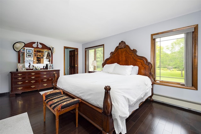 129 Clinton Corners Rd, Salt Point, NY 12578 - bedroom featuring multiple windows, dark wood finished floors, and a baseboard heating unit
