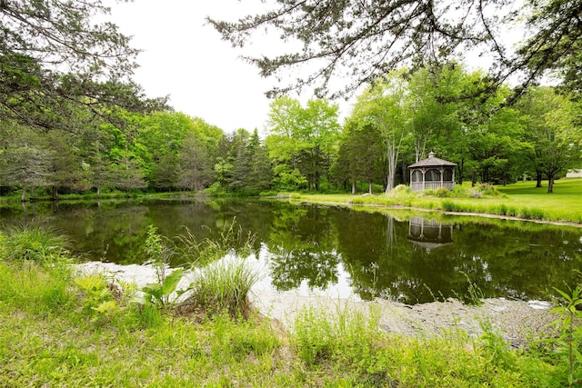129 Clinton Corners Rd, Salt Point, NY 12578 - water view featuring a gazebo and a heavily wooded area