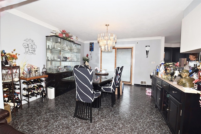 67 Hungry Harbor Rd, Valley Stream, NY 11581 - dining area with a chandelier and crown molding