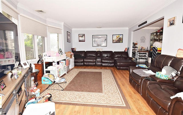 67 Hungry Harbor Rd, Valley Stream, NY 11581 - living area with wood finished floors and crown molding