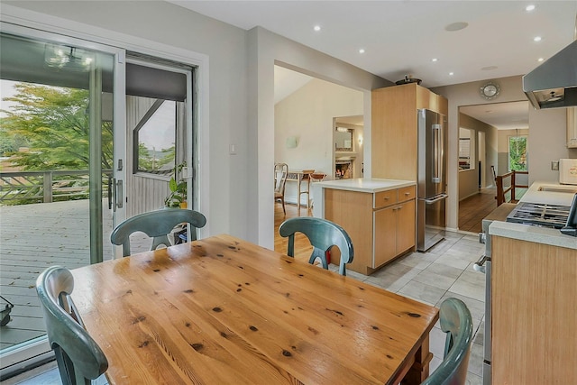 6 Laurel Way, Sea Cliff, NY 11579 - dining area with recessed lighting and light tile patterned floors