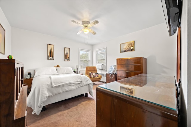 150-44 23rd Ave, Whitestone, NY 11357 - bedroom featuring radiator heating unit, carpet floors, and ceiling fan