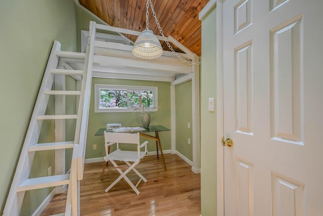 10 Maple Ave, Setauket, NY 11733 - office space featuring wood ceiling, vaulted ceiling, wood finished floors, and baseboards