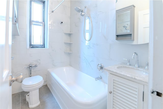 190 E Mosholu Pkwy S Unit 3H, Bronx, NY 10458 - full bathroom with tile walls, toilet, vanity, tile patterned flooring, and  shower combination