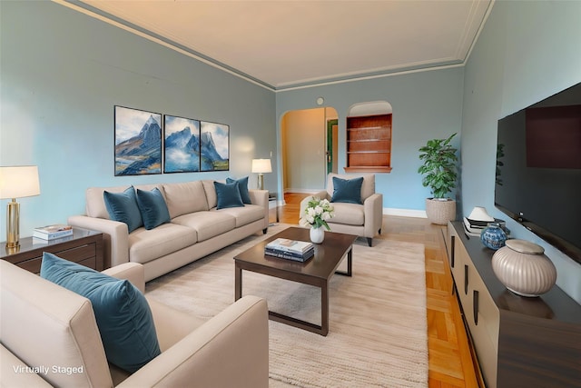 190 E Mosholu Pkwy S Unit 3H, Bronx, NY 10458 - living room featuring crown molding and baseboards