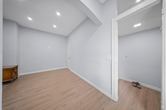 114-23 Sutter Ave, South Ozone Park, NY 11420 - basement featuring light wood finished floors, baseboards, and recessed lighting