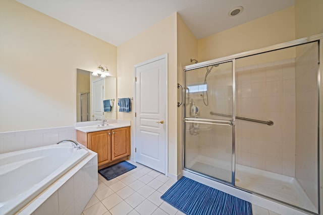 105 Louden Loop, Mount Sinai, NY 11766 - full bathroom with a shower stall, a garden tub, vanity, and tile patterned floors