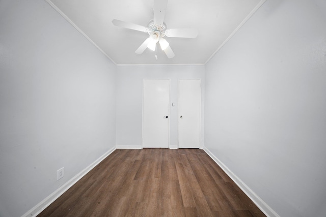 1549 E 57th St, Brooklyn, NY 11234 - empty room with wood finished floors, baseboards, ceiling fan, and crown molding