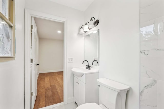 83 Scott Dr, Wappingers Falls, NY 12590 - bathroom with vanity, wood finished floors, and recessed lighting