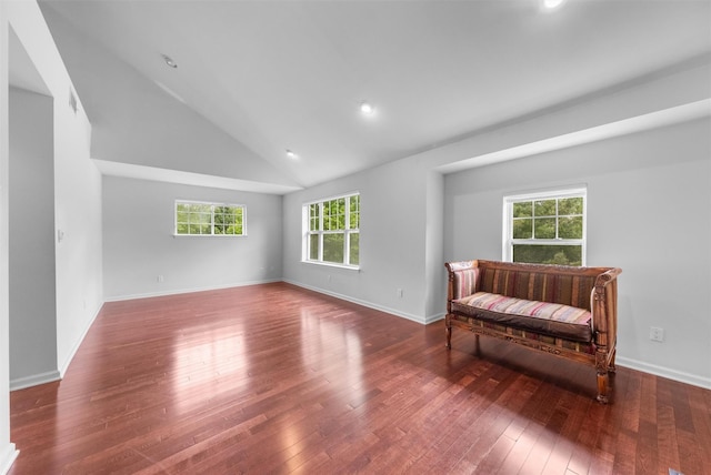 1 Country Club Dr, Middletown, NY 10940 - sitting room with wood-type flooring, vaulted ceiling, recessed lighting, and baseboards