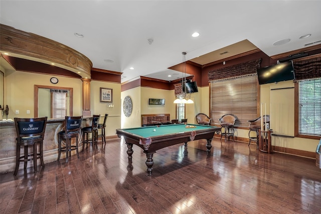 1 Country Club Dr, Middletown, NY 10940 - game room with billiards table, wood-type flooring, baseboards, and recessed lighting
