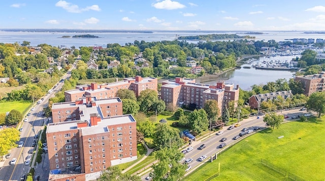 210 Pelham Rd Unit 6F, New Rochelle, NY 10805 - drone / aerial view of a nearby body of water and apartment complex
