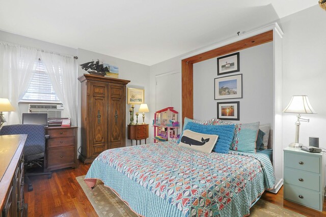 135-5 S Highland Ave Unit D4, Ossining, NY 10562 - bedroom featuring dark wood-type flooring, an office area, and cooling unit
