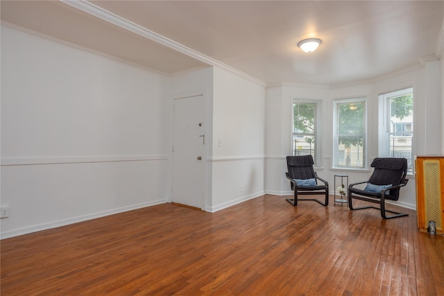 3496 Fort Independence St, Bronx, NY 10463 - sitting room featuring hardwood / wood-style floors, ornamental molding, and baseboards
