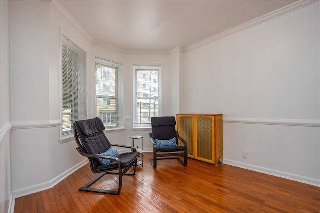 3496 Fort Independence St, Bronx, NY 10463 - sitting room featuring hardwood / wood-style floors, baseboards, and crown molding