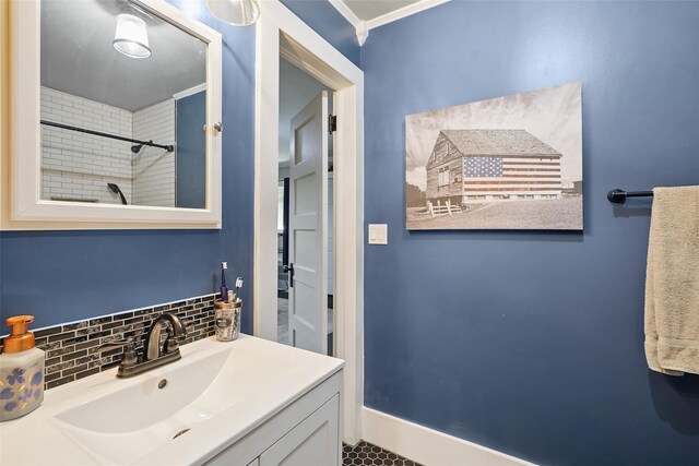 6 Gardner Hollow Rd, Poughquag, NY 12570 - full bathroom with vanity, tasteful backsplash, ornamental molding, and a shower