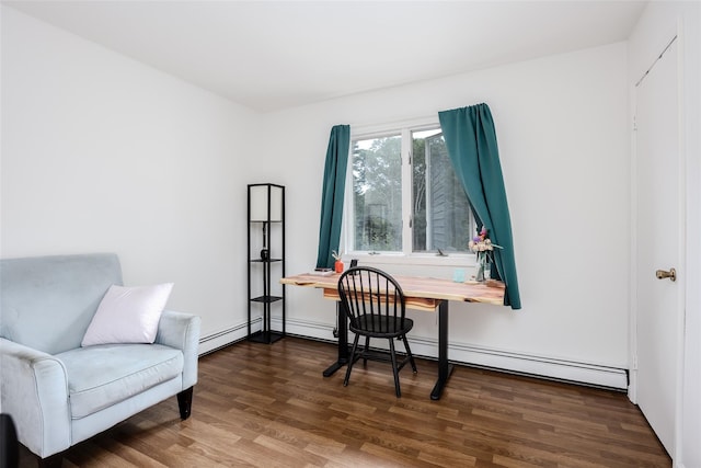 112 Middle Island Blvd, Middle Island, NY 11953 - office with wood finished floors and a baseboard heating unit
