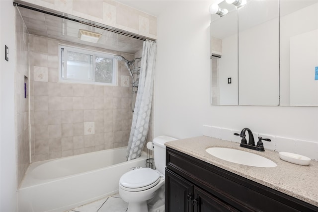 112 Middle Island Blvd, Middle Island, NY 11953 - bathroom with vanity, shower / bathtub combination with curtain, and tile patterned flooring
